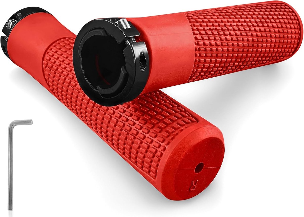 SnelShoppen - Ergonomische Fietshandgrepen 22 mm - Universele Fiets Handvatten - 135 mm Lang - Rubber - Zwart, Rood, Paars - Voor Standaard Fietssture