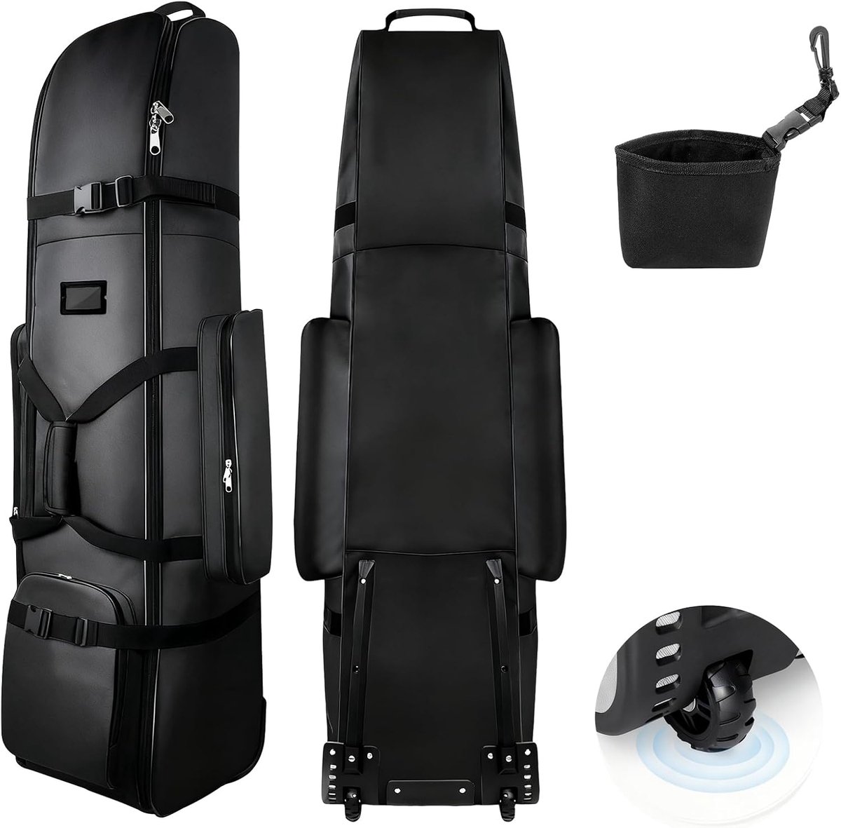 SnelShoppen - Golf reis tas met wielen, waterdicht 900D Oxford stof, golf lichtcase met golfbal schoonmaak tas, multifunctionele draagopties