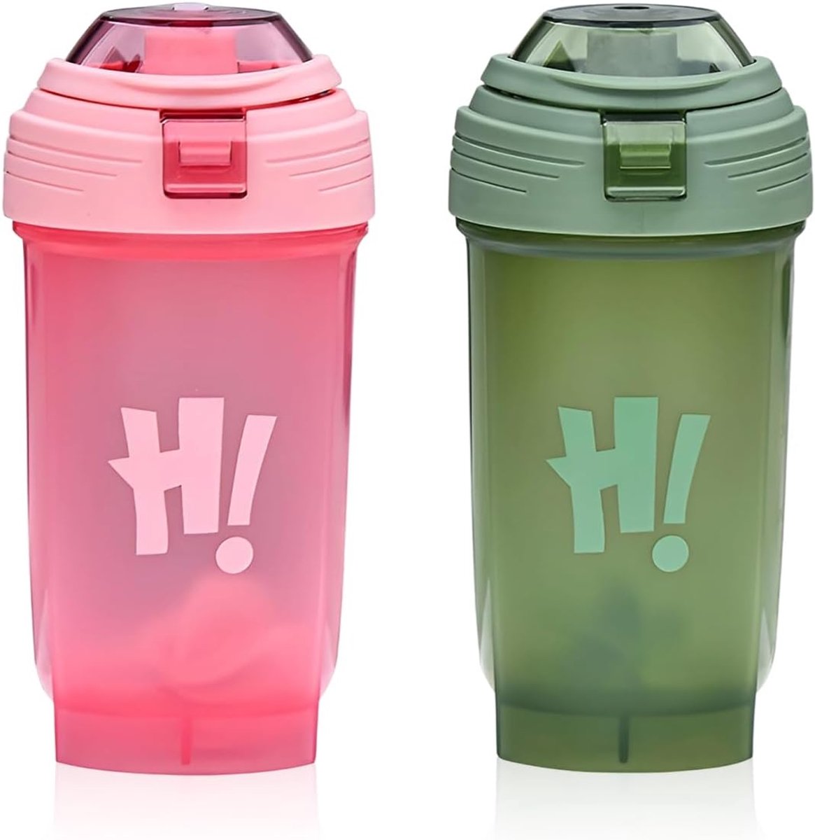 SnelShoppen - Protein Shaker Fles Set van 2 - 500 ml - BPA-vrije Sportfles - Lekvrije Drinkbeker voor Fitness en Training - Ergonomisch Ontwerp - Roze