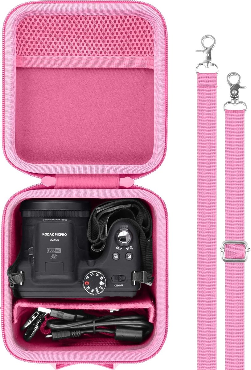 SnelShoppen - Harde Beschermhoes Voor Kodak Digitale Camera's - Reisetui, Beschermende Opbergtas, Roze, Perfecte Pasvorm, Voor AZ405/AZ425/AZ255/AZ401