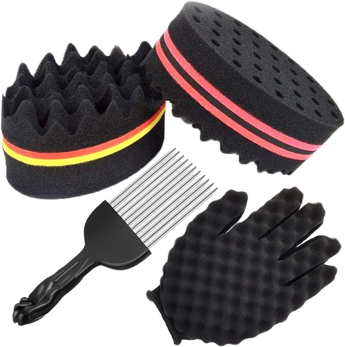 Grote en kleine gaten haar sponsborstels voor afro krullen, dubbele ovalen twist spools voor thuis en kappers