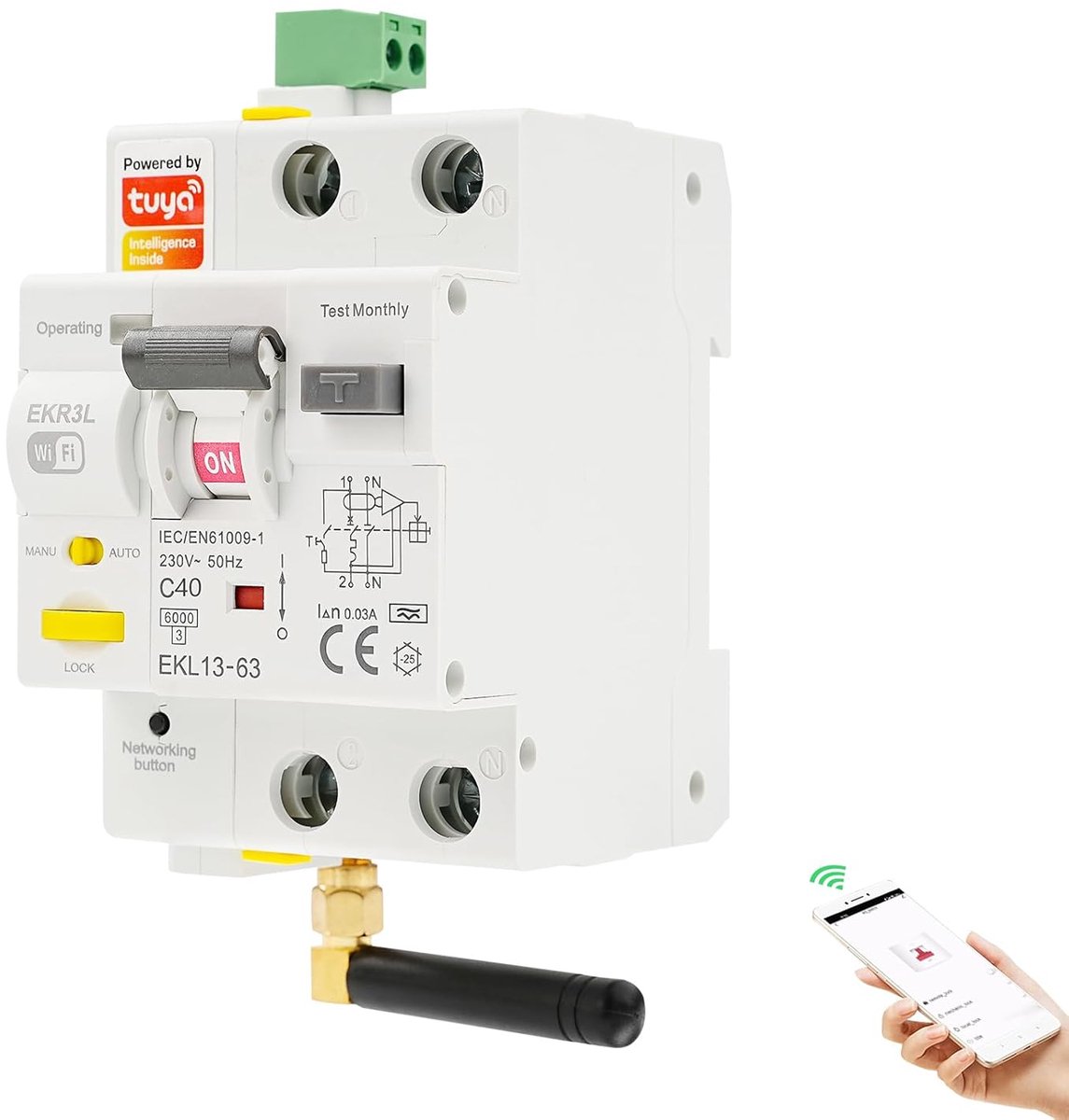 Circuitonderbreker 63A - Automatische Reset - Aardlekbeveiliging - Slimme controle via app - ShopVlot