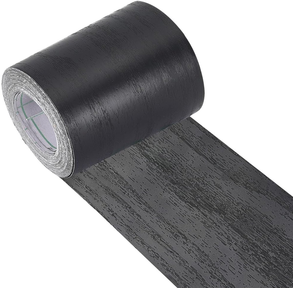 SnelShoppen - 10m x 8cm Realistisch Houtnerf Tape Zwart Waterdicht PVC Zelfklevend Reparatietape voor Tafels Stoelen Plinten Deuren Ramen Vloeren Meub