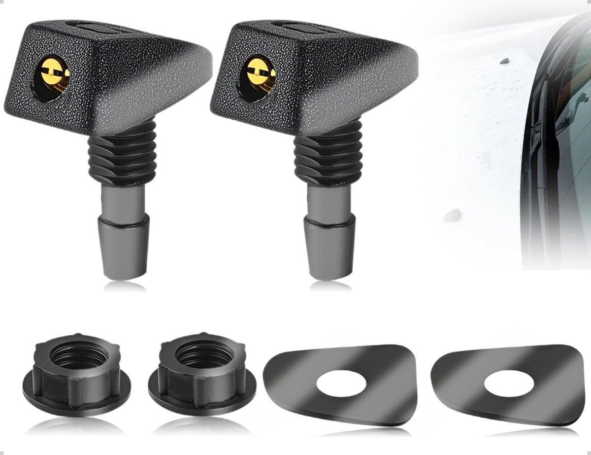SnelShoppen - 2 x Windscreen Washer - Universele Plastic Spuitmond - Zwart - Voor Onderhoud en Reparatie - Effectieve Ruitensproeier - Auto Accessoire
