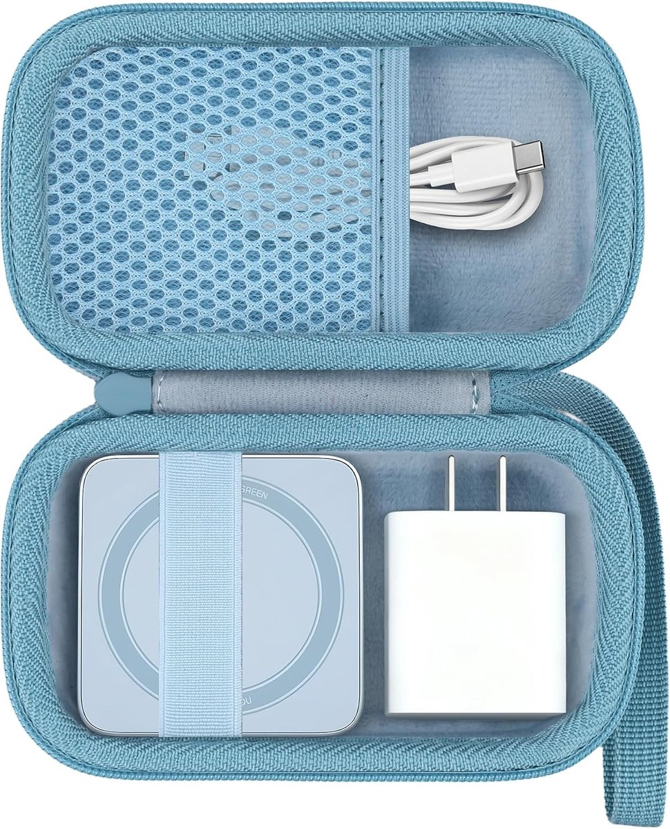 SnelShoppen - Hard Reiskoffer Beschermhoes voor Draadloze Oplader, Qi2 25W, Magnetische Oplader, Blauw, Voor Thuis, Werk en Reizen
