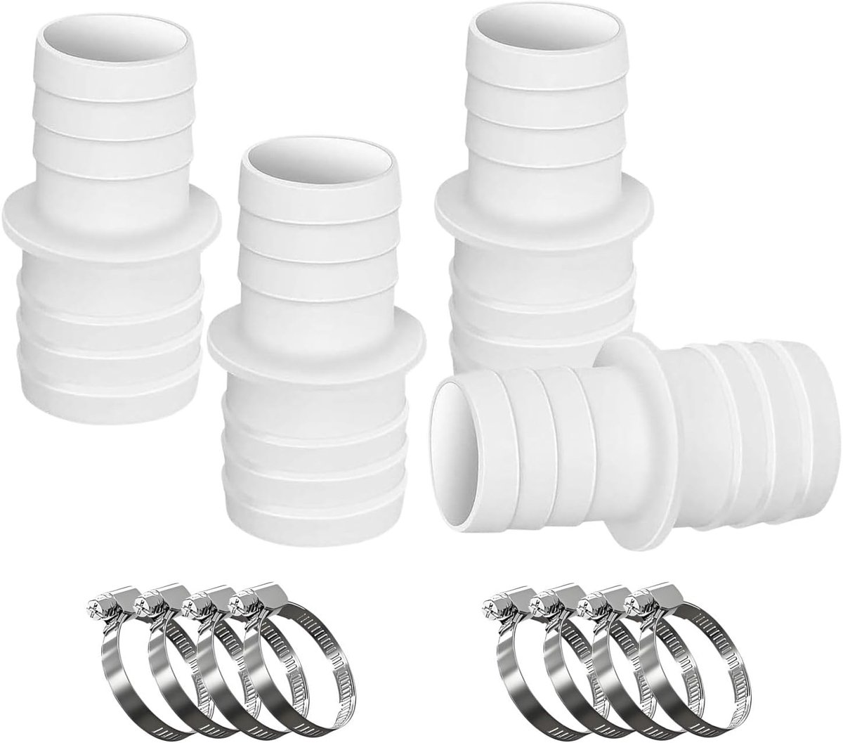 Poolslangconnectoren 32mm tot 38mm - Inclusief 8 slangklemmen - Duurzaam en betrouwbaar - Voor zwembad en tuin - ShopVlot