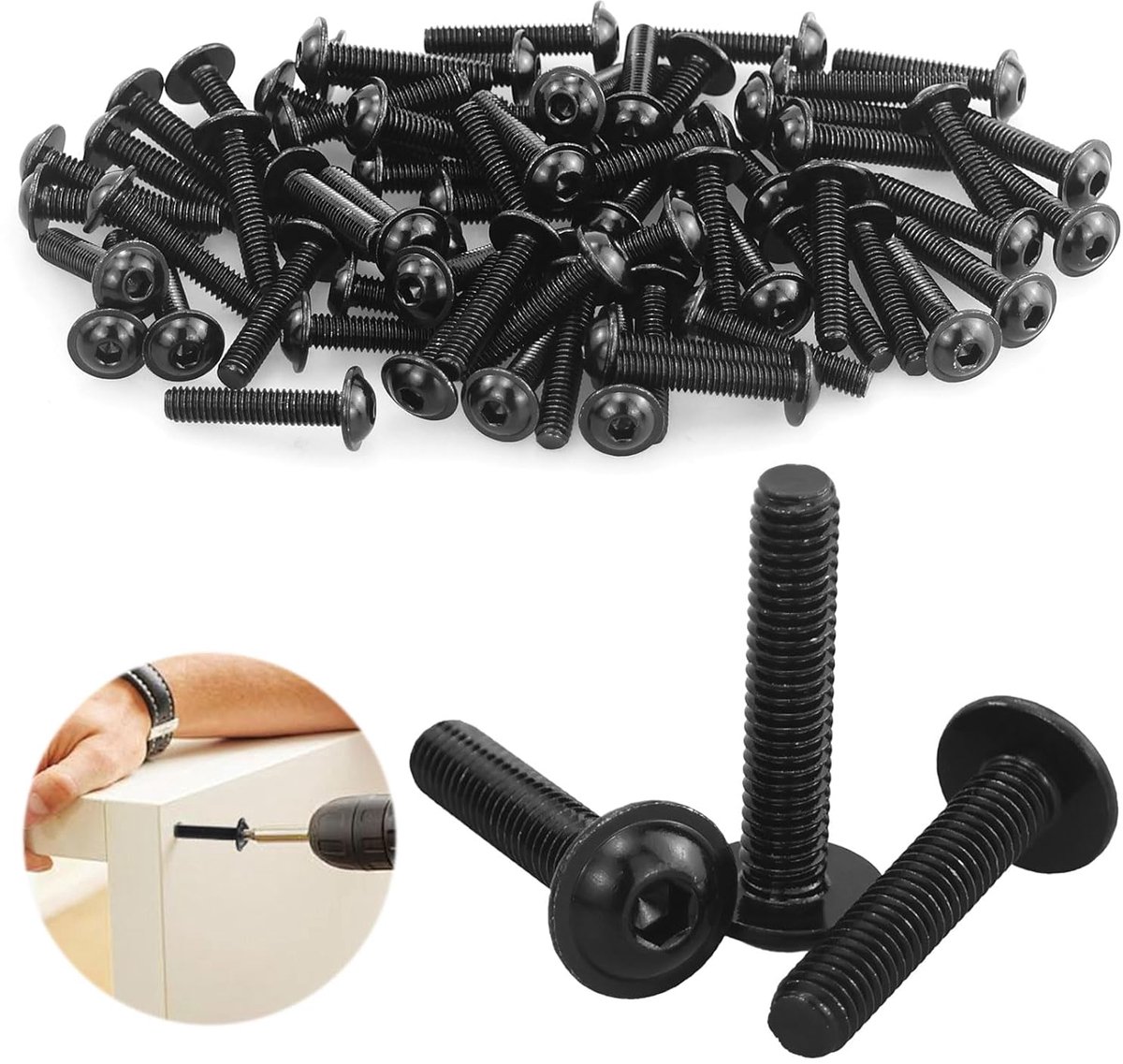 66 Pcs M4X20 Lens Head Screws, Flange Hex Socket Head Screws, Stainless Steel Round Head Screws, for Home Appliances - ShopVlot
