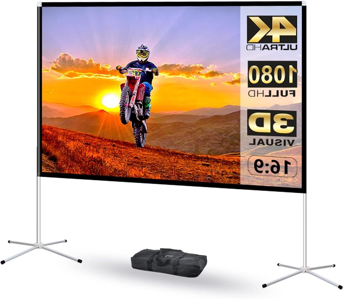Draagbaar projectiescherm - Film projectiescherm - Buitenfilm avonden - Kreukvrij polyester - 60 inch 16:9 - Wit