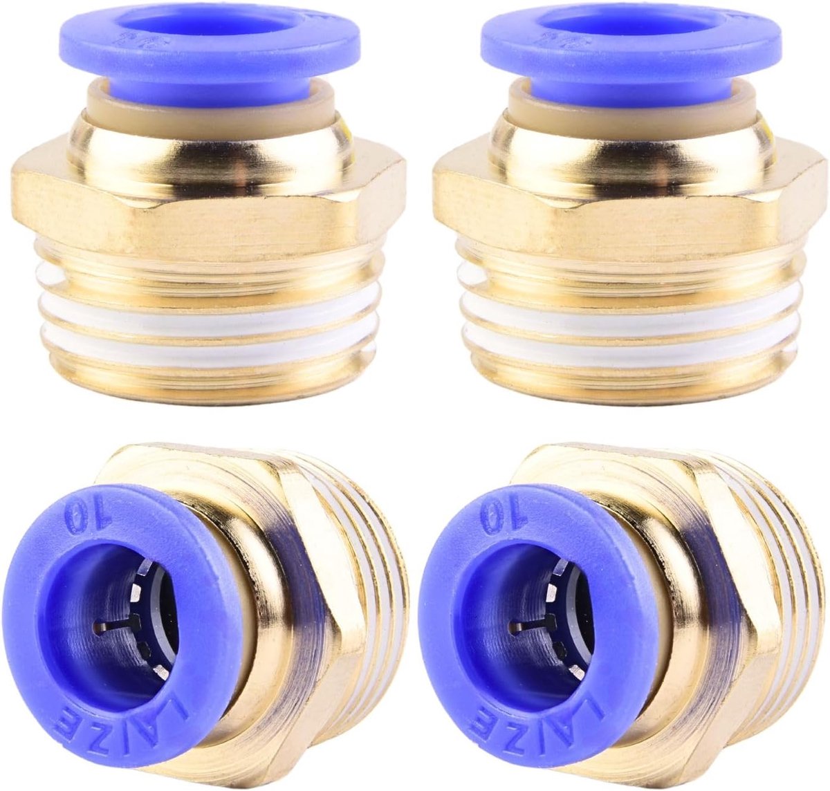 SnelShoppen - 4 stuks 10mm 1/2''PT Mannelijke Draad Rechte Push-to-Connect Fittingen Plug-in Slang Pneumatische Snelsluiting