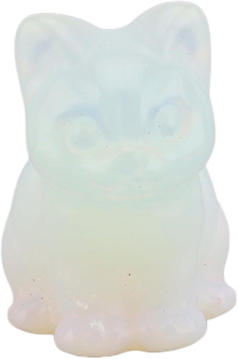 SnelShoppen - Lucky Cat Crystal Standbeeld Gemstone Decoratie Hand Gegraveerde Beeld voor Geluk en Wijsheid Natuurlijke Steen Decor Geschikt voor Alle