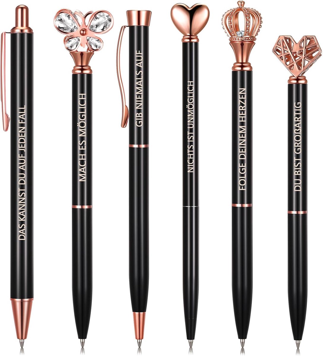 Clabby 6 Retractable Ballpoint Pen Inspirational Motivational for Women with Lettering Metal Pen Aluminium with - ShopVlot
