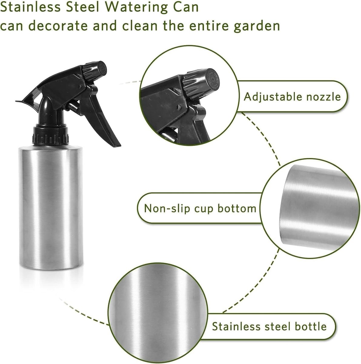 Watersproeier - Roestvrij Staal - 250 ml - Handbediende Drukinstallatie - Voor Planten en Schoonheidsproducten