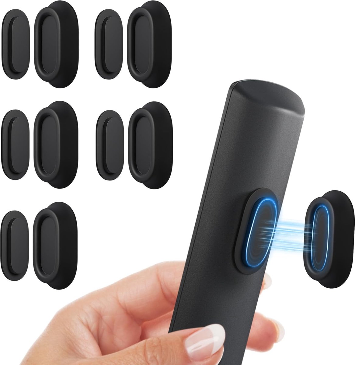 SnelShoppen - Universele Magnetische Afstandsbediening Houder, Siliconen Wandhouder met Sterke Lijm voor TV/Klimaatbeheersing/Ventilator (5 Stuks, Zwa