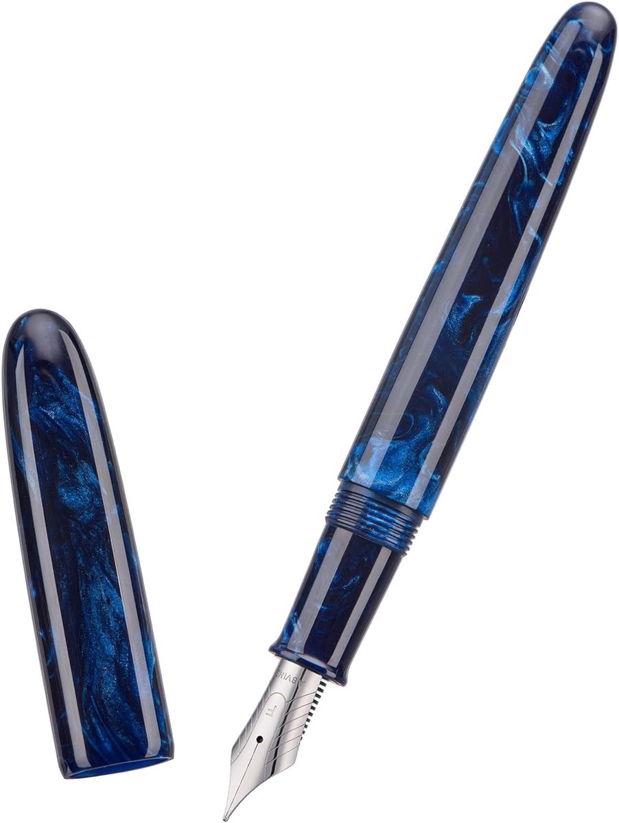 SnelShoppen - Luxe Vulpen Medium (M) #8 Nib, Grote Schrijfpen met Inktconverter en Penbox, Verzameling Set, Galaxie Blauw, Perfect voor Schrijven en C
