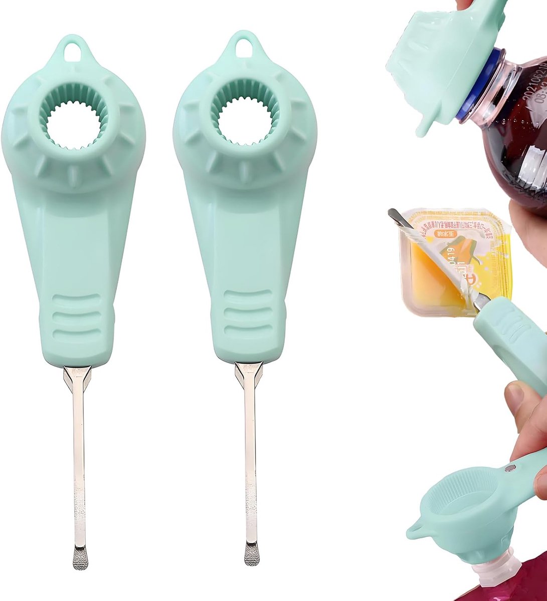 SnelShoppen - Twist Lock Flesopener Set, Multifunctionele Kurkentrekker, Senioren Dekselopener, Waterflesopener, Werkbesparende Drankflesopener, Schro