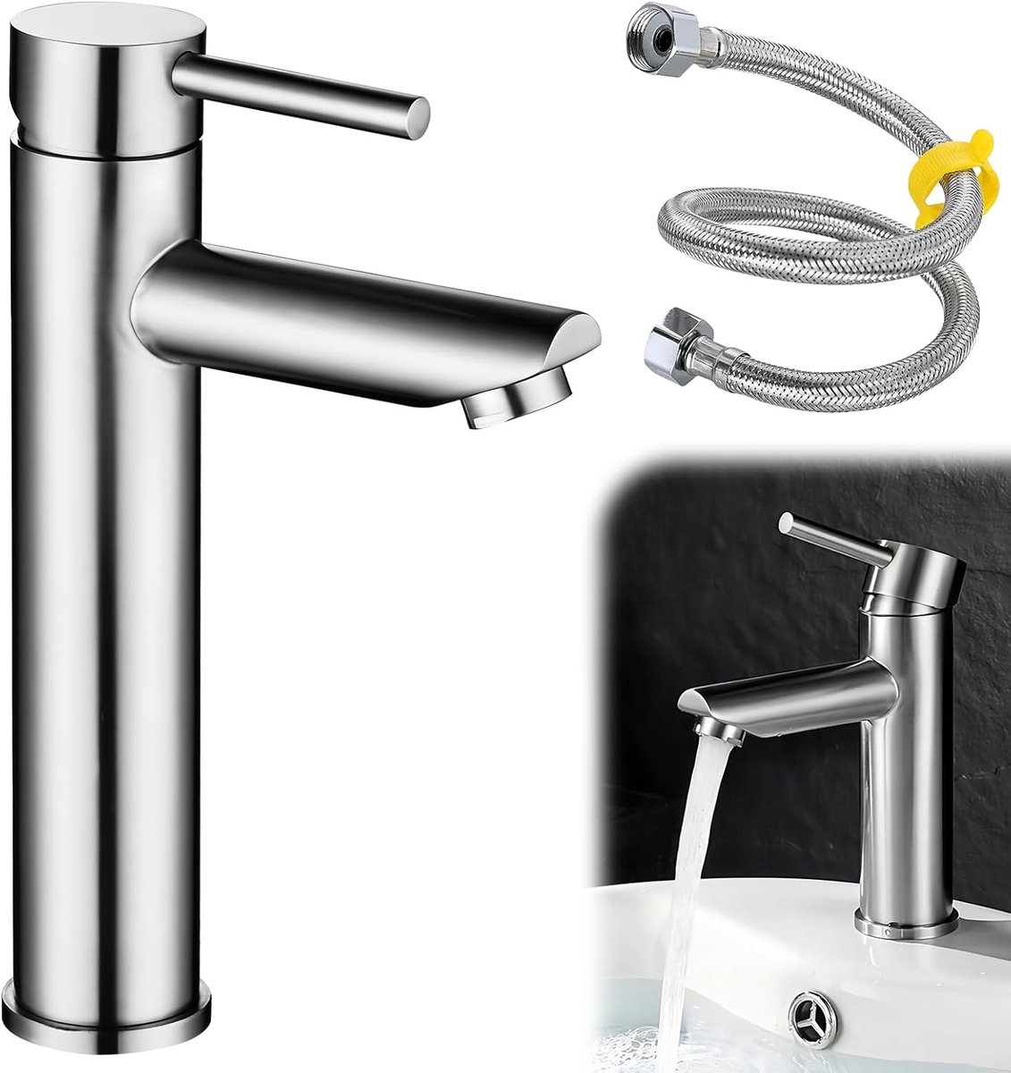 Koudwaterkraan voor gas wc - 80cm aansluiting - RVS enkele hendel - Duurzaam en lekvrij - ShopVlot