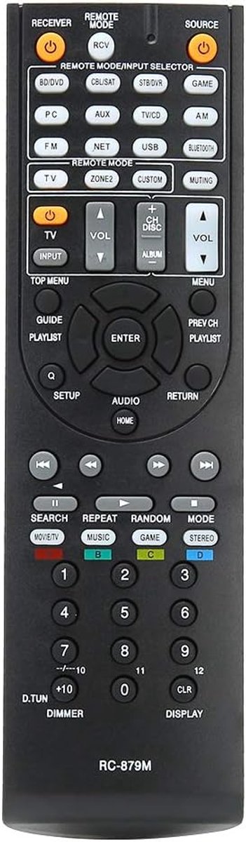 SnelShoppen - RC-879M AV Receiver Vervangende Afstandsbediening voor TX-NR535 TX-SR333 HT-R393 HT-S3700 - Duurzaam en Gebruiksvriendelijk