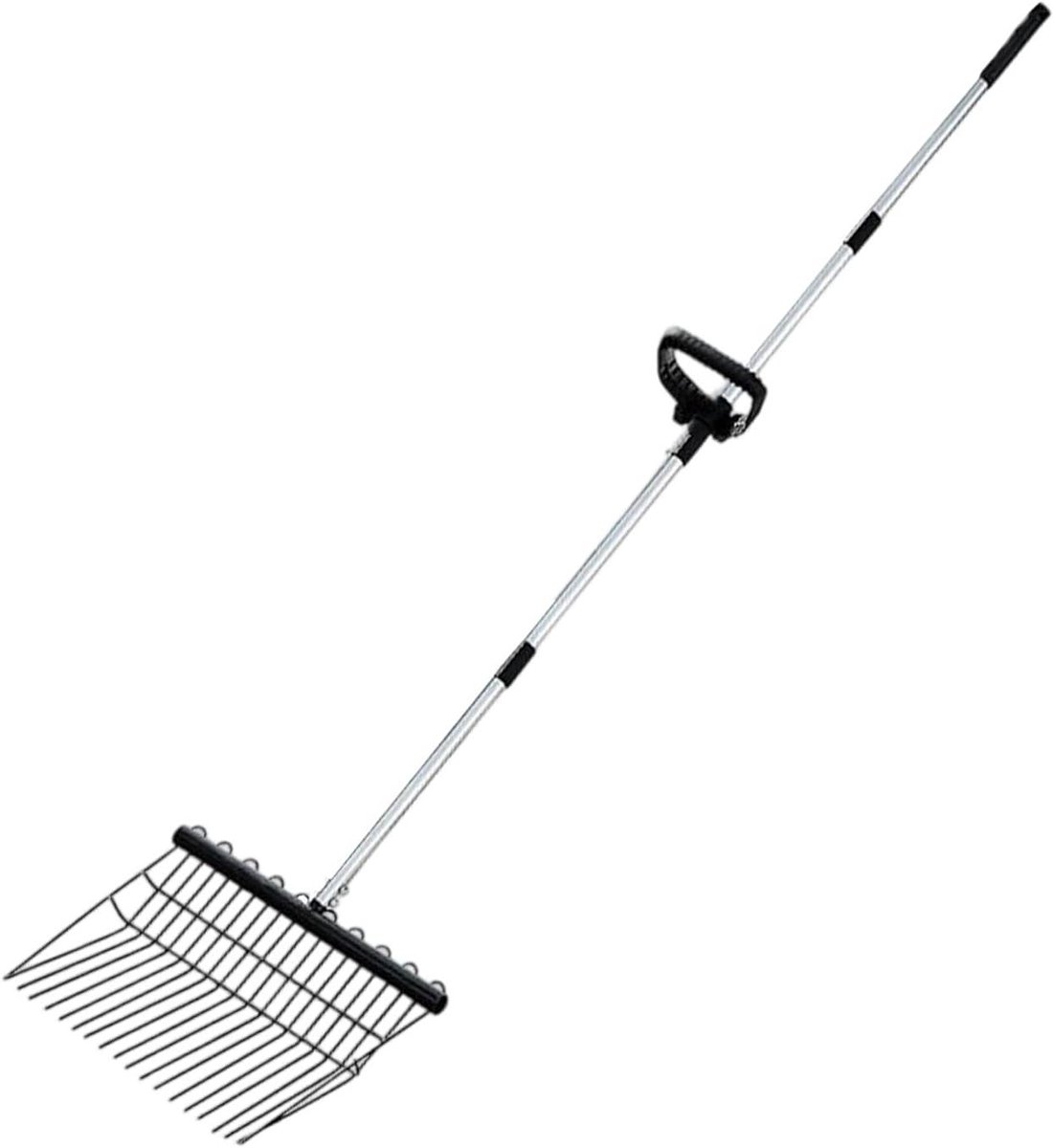 Tuinhark RVS - Gras hark - Onkruid verwijderen - Ergonomisch handvat - 166 cm - Zwart