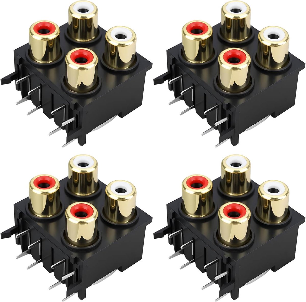 SnelShoppen - 4 Stuks 4 RCA Vrouwelijke Concentrische Jack 8-Pin Connector Socket 50V 0.5A voor Paneelmontage - Audio Video Signaaltransmissie