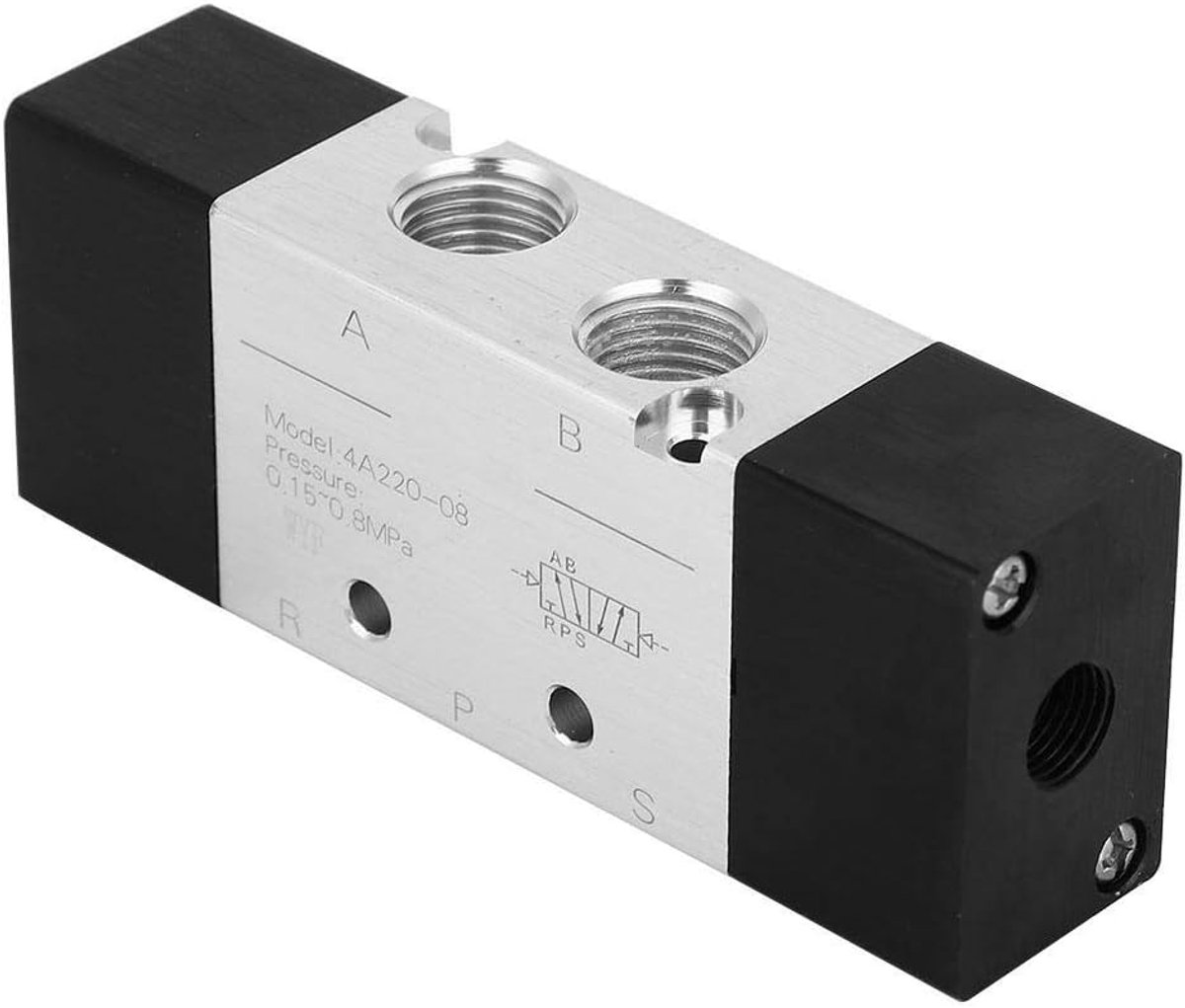 SnelShoppen - Pneumatische Handkraan, 5-Weg Pneumatische Ventiel met Lucht Inlaat / Uitlaat, PT 1/4 Inch Handbediende Trek-Duik Ventiel voor Mechanisc