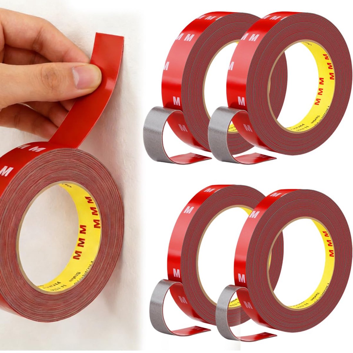Dubbelzijdige tape set 12mm, 15mm, 20mm - extra sterk - voor DIY en assemblage - 4 rollen - ShopVlot