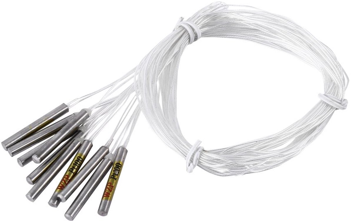 SnelShoppen - 10x PT100 Waterdichte Temperatuur Sensor -20°C tot 250°C, Hoge Precisie, 50cm Kabel, Ideaal voor Koelkast, Kweekhuis en Temperatuurregel