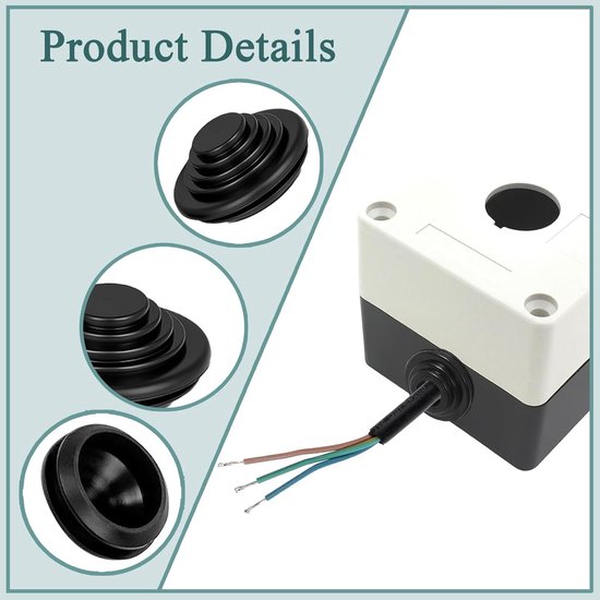 50 Stuks Zwarte Torenvormige Rubber Grommets 20mm voor Draadbescherming, Brandwerende Gatenplug en Loodgietwerk — afbeelding 2