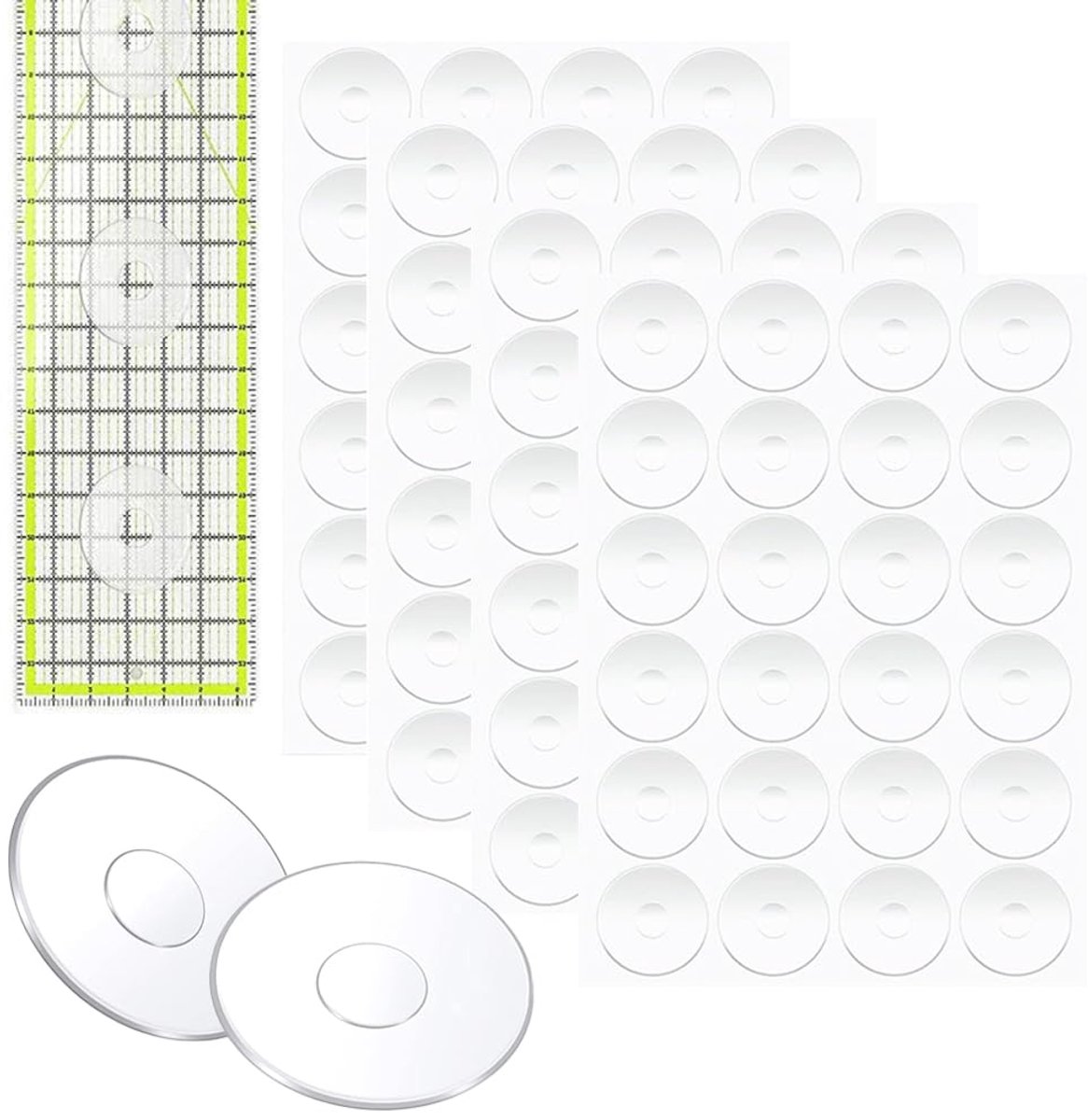 SnelShoppen - 96 Stuks Antislip Siliconen Handvatten, Transparante Zelfklevende Grip Stickers voor Quiltlinialen en Creatieve Projecten (19mm)