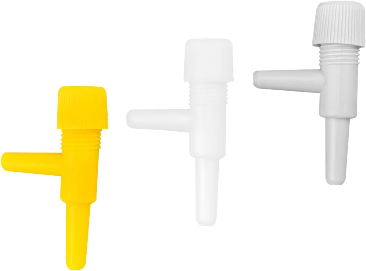 SnelShoppen - 3 Stuks Aquarium Luchtpijp Controlekleppen - Wit, Grijs en Geel voor Zuurstoftubes met 4mm Binnenmaat - Duurzaam Plastic voor Aquaria