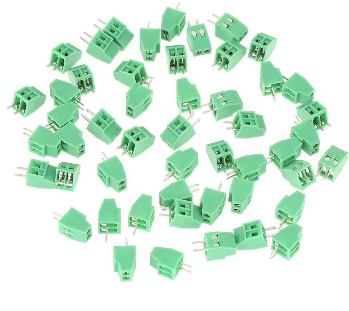 50 Stuks 2-Pin PCB Terminal Blokken, Schroefconnectoren voor 2.54mm Pitch Montage, Ideaal voor Elektronische Projecten en Verbindingen