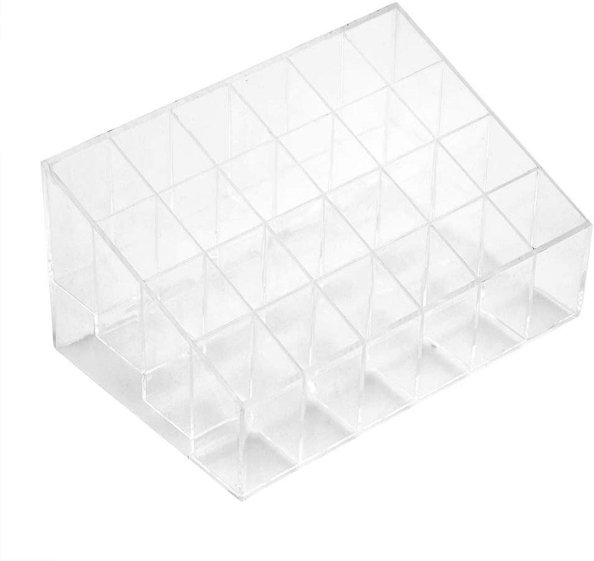 SnelShoppen - Lipstick Organizer met 24 Vakken - Makeup Opbergbox voor Lippenstift en Nagellak - Transparante Plastic Display Stand voor Make-up - Sti