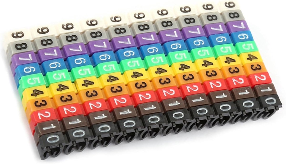 SnelShoppen - Clip-on Kabel Marker Set - 100 Stuks Kleurige Plastic Nummer Labels voor Draad Markering - Duurzaam en Handig - Ideaal voor Thuis en Pro
