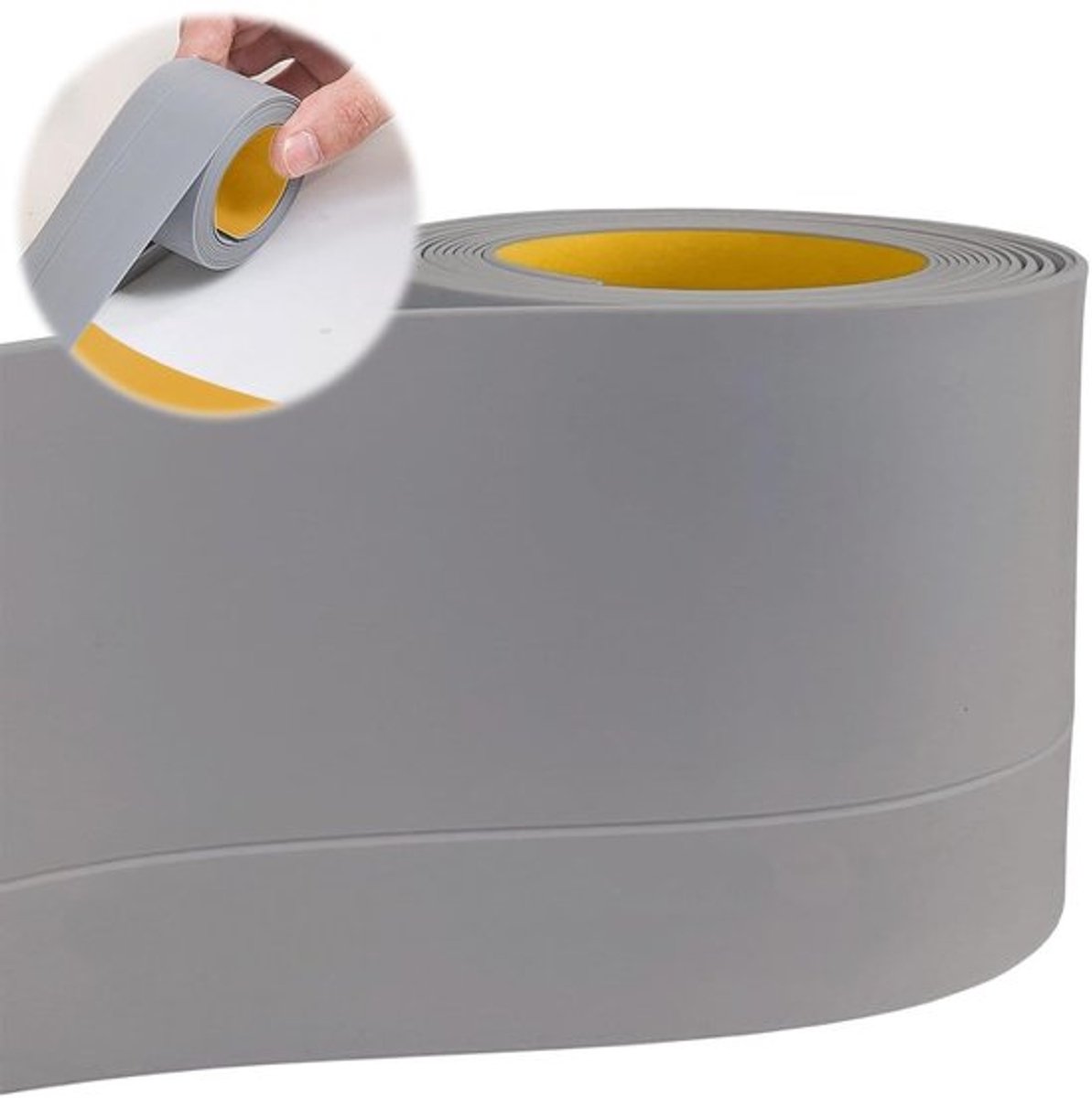 Zelfklevende PVC Plinten - Flexibele Bangle Strip 50 x 20 mm, 10 m, Ideaal voor Keuken en Badkamer, Grijs