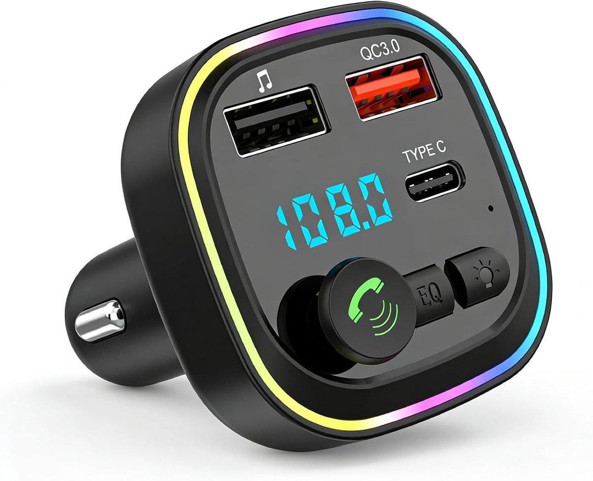 Bluetooth FM-zender voor auto - Zwart - Snellader met 2 USB-poorten - Draadloze MP3-adapter voor Veilig Handsfree Bellen