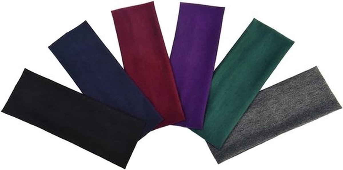 Multicolour Yoga Haarbanden voor Tieners en Volwassenen, Set van 6, Comfortabel en Rekbaar