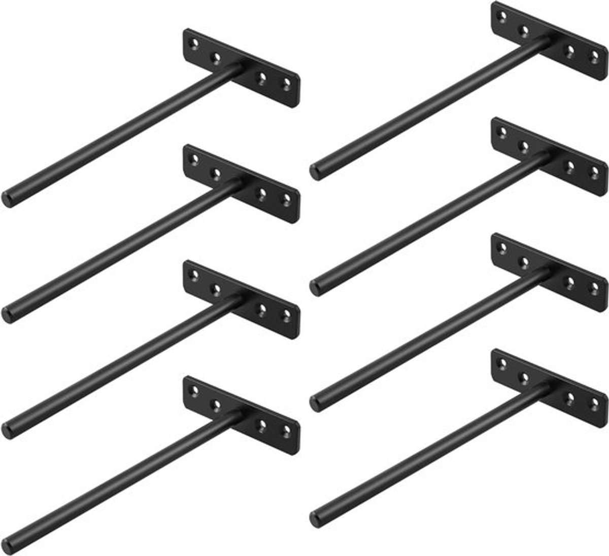 Drijvende Plank Steunen, Verborgen Wandmontage, Onzichtbare Steun voor Houten Planken, Zware Steun voor Plankrekken, 200MM, RVS Zwart, Set van 8 Stuks