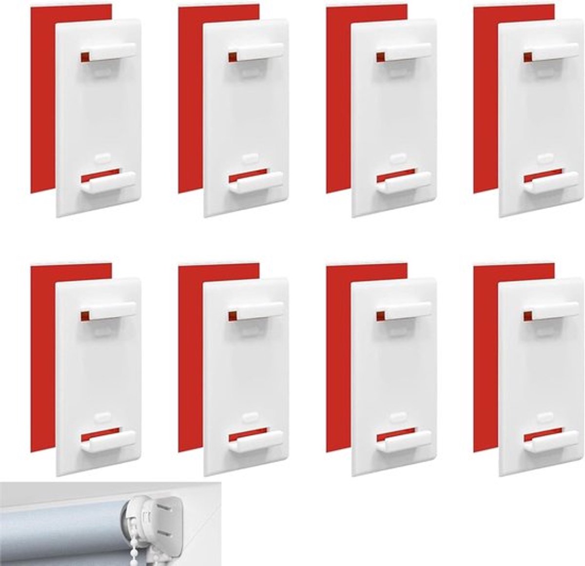 Klevende houders voor rolgordijnen, 8 stuks, zonder boren, ideaal voor PVC ramen en eenvoudige installatie