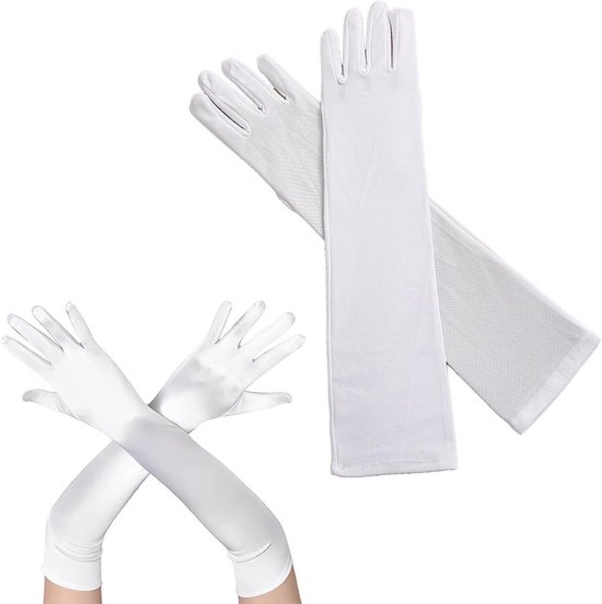Elegante lange witte fluwelen handschoenen voor vrouwen, perfect voor bruiloften, avonden en kostuums, stijlvolle accessoires voor elke gelegenheid.