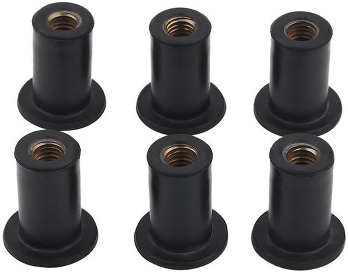 Robuuste Rubberen Well Nuts M5 voor Kayak, Kano en Boten - Duurzame Bevestigingsmiddelen met Rubberen Stopper en Veilige Grip (6 Stuks)