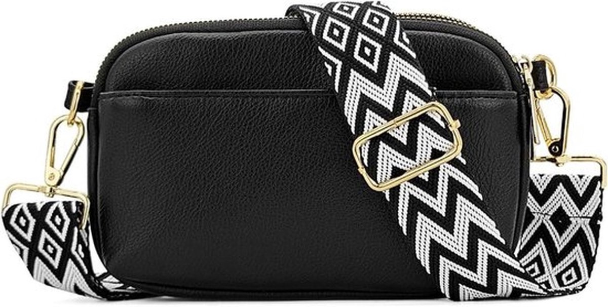 Dames schoudertas met 3 vakken, leren crossbody tas met verstelbare schouderbanden en trendy design