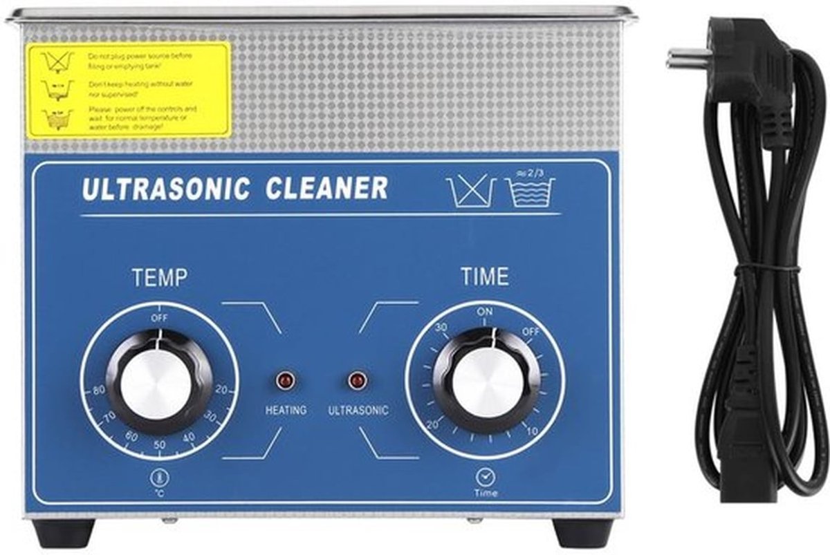 Ultrasone Reinigingsapparaat 3L - Roestvrij staal - Verstelbare timer 0-30 minuten - Voor sieraden/glazen/tandheelkundige elementen - Veilig en duurzaam - Krachtige 40 kHz-frequentie - Reinigingsapparaat