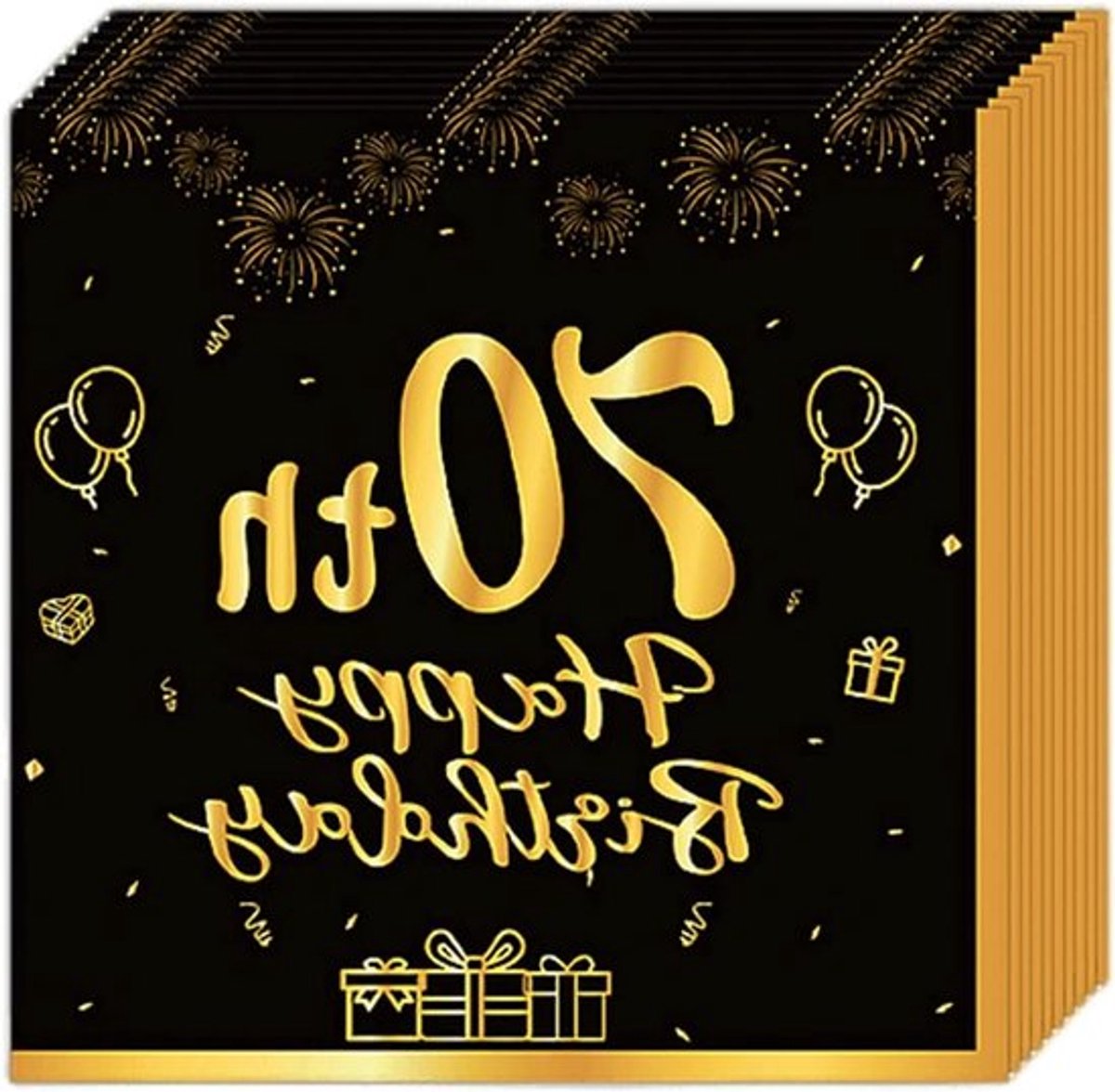 Feestelijke Servetten voor 70ste Verjaardag, Zwart en Goud, 20 Stuks, Tafeldecoratie en Feestbenodigdheden voor Jongens en Meisjes