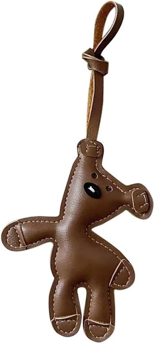 Schattige Beren Sleutelhanger, Leuke Tas Hanger, Gelukscharme van PU Leer voor Tassen, Sleutels, Kinderen en Vrouwen (Bruin, 7.5 x 11.5cm)