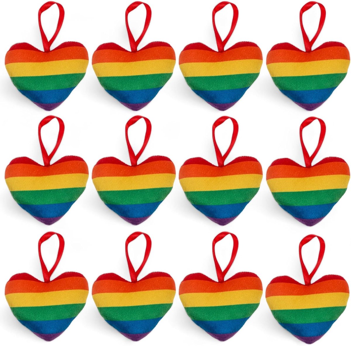 SnelShoppen - Regenboog Mini Pluche Hart, 10 cm, 100% Polyester, Leuke Tas & Rugzak Accessoire, Ideaal voor Autodecoratie, Kleurrijk en Cuddly