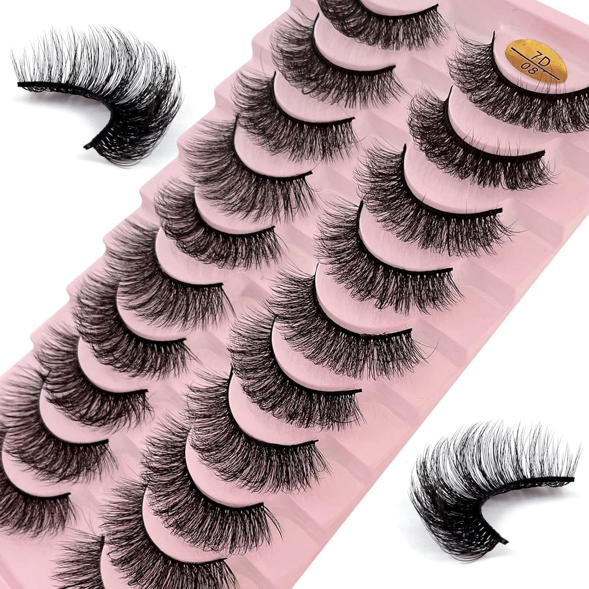 SnelShoppen - Valse Wimpers 10 Paar 7D Kunstwimpers Set Natuurlijke Look Herbruikbare Dramatische Wimpers Handgemaakt