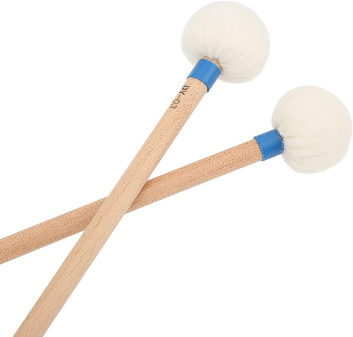 SnelShoppen - 2Pcs Drum Mallets Felt Mallets Sticks met Maple Houten Handvat voor Bass Drums, Timpani en Snare Drums (Blauw)