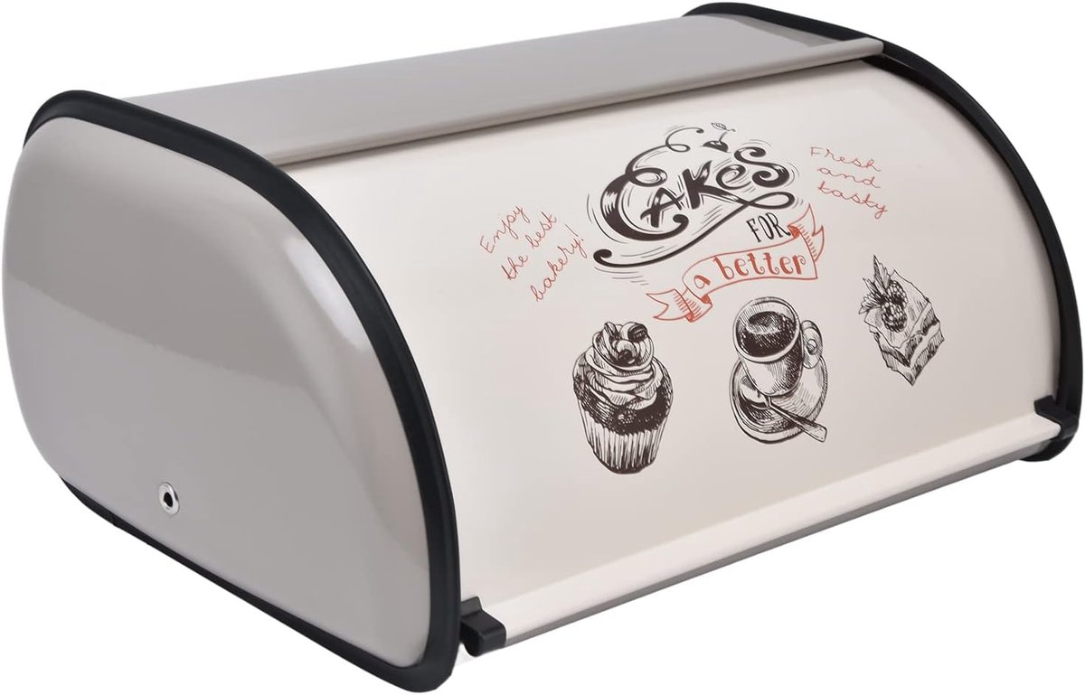 SnelShoppen - Grote Brooddoos met Roldeur, Stijlvolle Broodopslag, Metalen Broodcontainer voor Keuken, Ideaal voor Brood en Koekjes