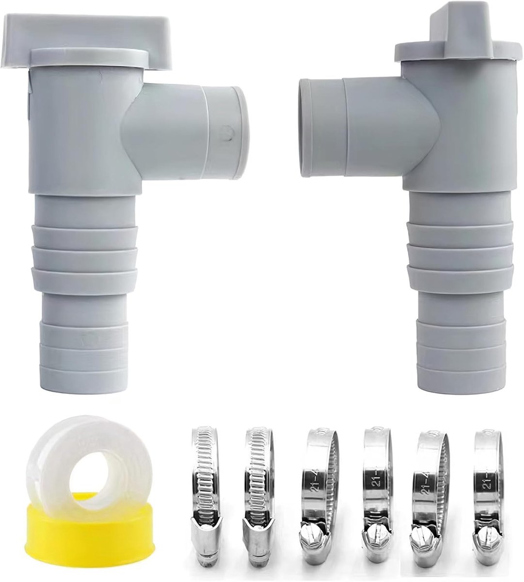 Pool afsluitkraan 32 mm - set van 2 - met slangconnector - eenvoudig onderhoud van uw zwembad - ShopVlot