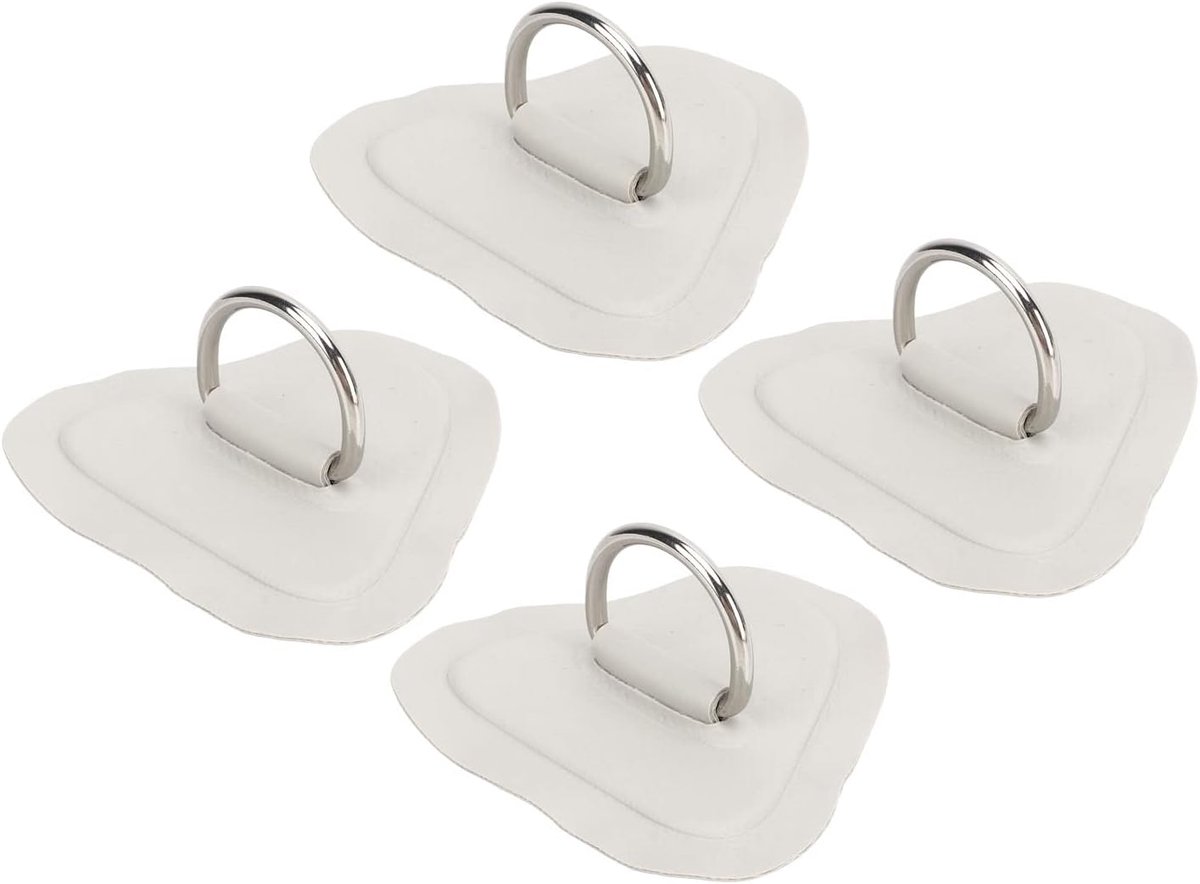 SnelShoppen - 4 Stuks D-Ring Patches, RVS D-Ring Pad Accessoires voor Opblaasboot, Kajak, Surfplank, Paddleboard, Dinghy, SUP