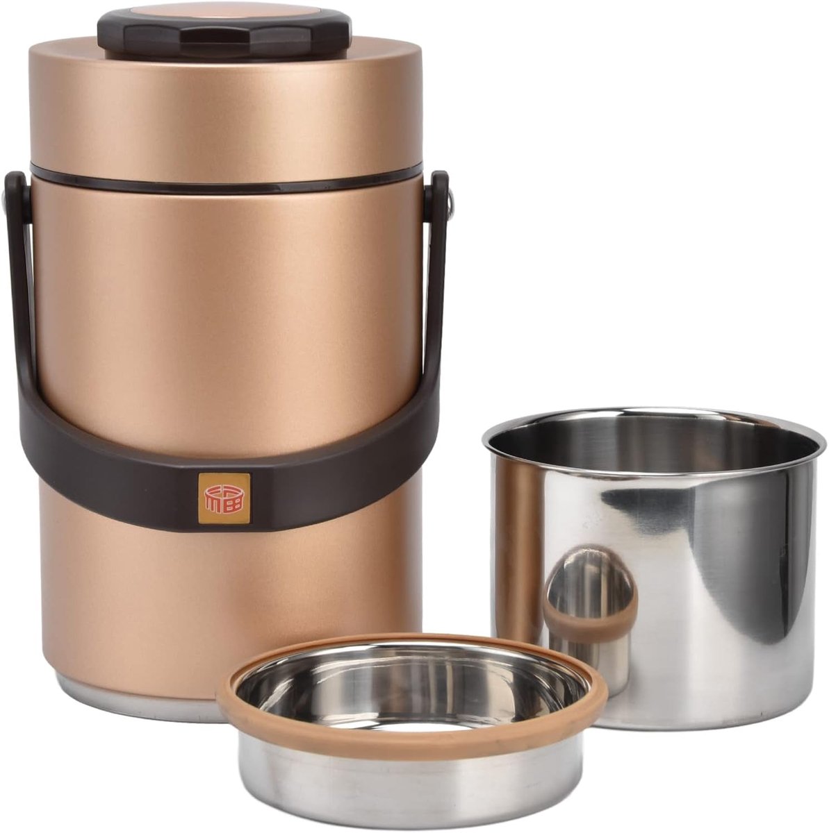 SnelShoppen - 2300ml Vacuüm Bento Box Voedselpot, 3 Laags 304 RVS Geïsoleerde Lunch Thermos Container voor Volwassenen voor Koude of Warme Maaltijden